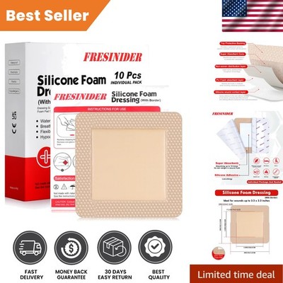 Versatile 5x5 Silicone Foam Wound Dressings - Waterproof & Skin-Safe - 10 Pack