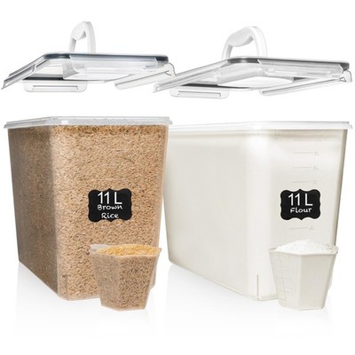 2 PC (11L | 372 oz) Flour Sugar Storage Containers with Easy Carry Handle - P...