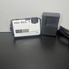 Nikon COOLPIX AW100 16.0MP Waterproof Shockproof White Digital Camera  Charger