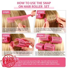 Syhood Pink Large Hair Rollers and Clips Set for Styling