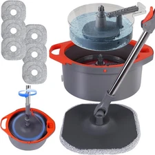 Spin Mop and Bucket with Separate Dirty and Clean Water,360° Spin Mop 