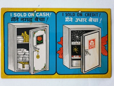 Indien Vintage Dose Zeichen Bargeld Oder Kredit Sonderangebot Result 7.5in X