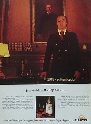 ADVERTISEMENT MARTELL COGNAC JACQUES MARTELL A 260 YEARS OLD 1974 FRENCH AD PUB VINTAGE