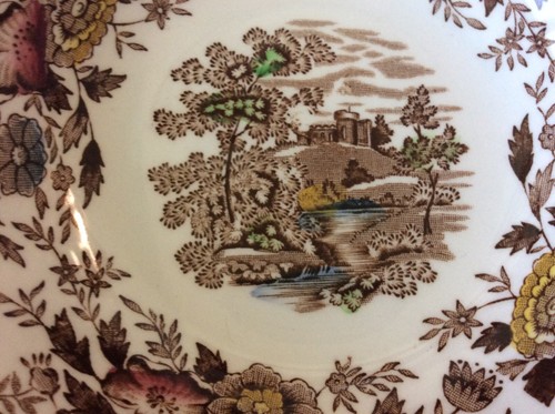 Set Of 4 Vtg Ridgway Bowls Staffordshire Antique Brown Transferware Woodland - Bild 4 von 6
