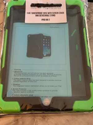 Ipad Air 2nd Gen 3 In 1 Shockproof Case W/ Screen Cover & Stand Green Brand New