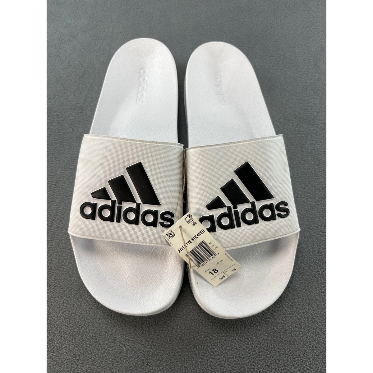New Adidas adilette comfort shower slides flip flop sandals white size 18 |  eBay