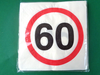 "12 Stk. Servietten \" 60. Geburtstag \", 33 X 33 Cm, Neu & Ovp"