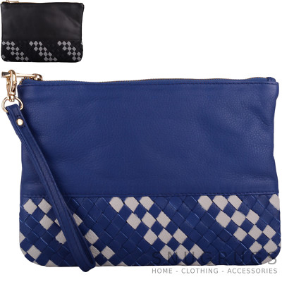 Damen / Damen weiche Leder Clutch Tasche / Beutel mit Handschlaufe Rauten Design