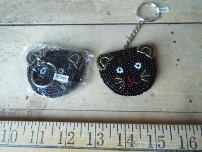 ERMO Beaded Key Chain - BLACKKITTEN - CATS FACE - FELINE - KITTY