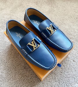 Genuine Louis Vuitton Leather Mens Blue Loafer UK8.5 EU42.5 US9.5 (Sample Pair) | eBay