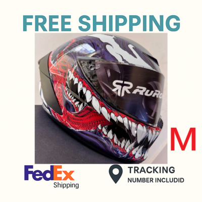 RUROC EOX VENOM Full Face Motorcycle Helmet M Size Black Red NEW