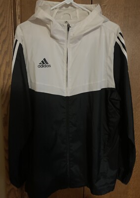 Adidas Windbreaker Jacket Adult M Black Mens Athletic Full Zipper