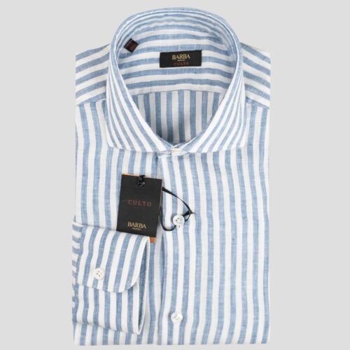 NEW BARBA NAPOLI SHIRT 100% LINEN SIZE 15.75 US 40 EU BNSS13