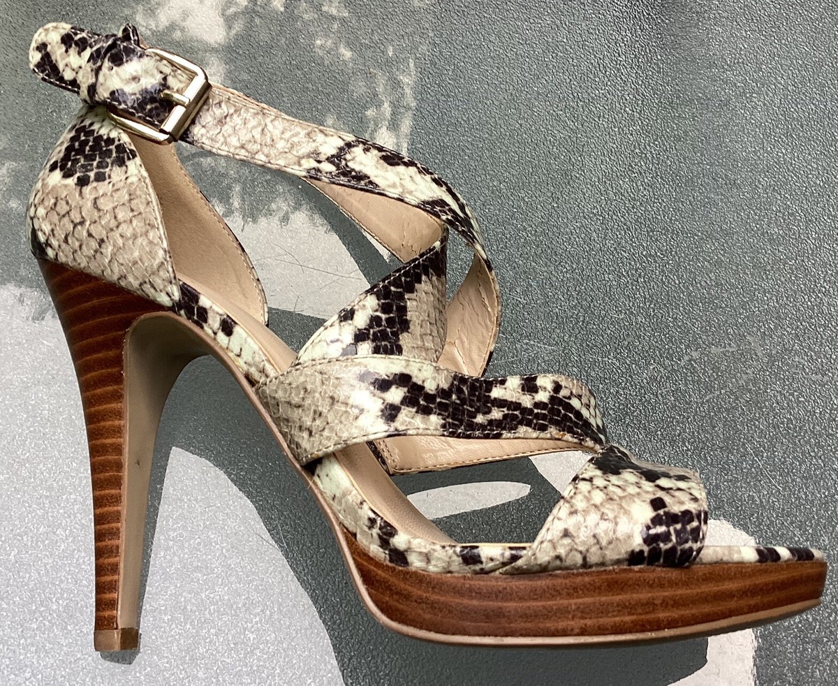 SALE!! 人気ブランド NINE WEST 太めヒール ストラップサンダル Nine West WN SZ 7M Platform Spike Heel Strappy Shoe Snake B