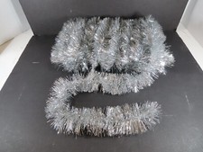 Tinsel Silver Christmas Tree Garland Metallic Wired Vintage 1 pc 27 ft C9185