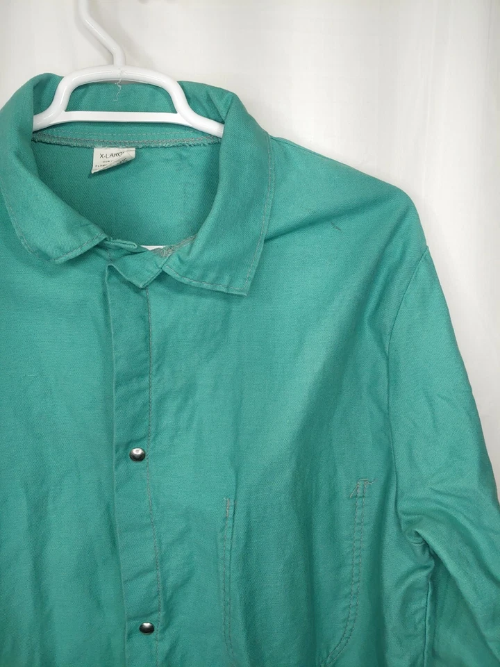 Fire Resistant jacket Mens XL green Button Snap Lightweight USA Made retardant - Image 3 of 4