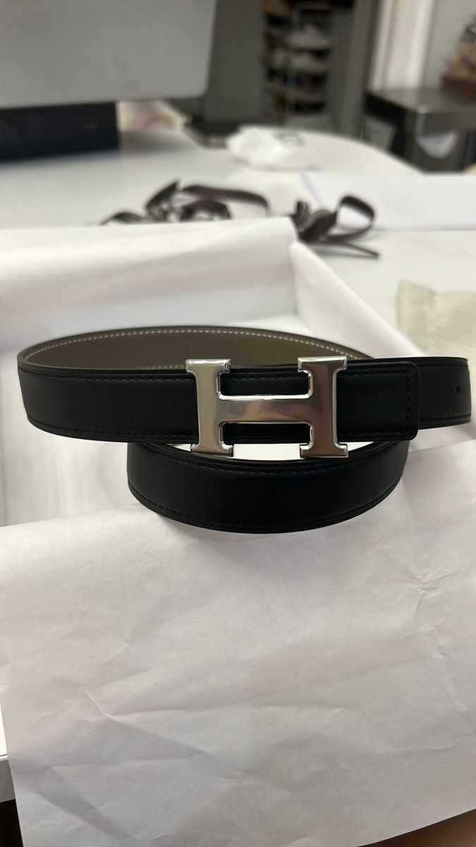 New 24mmHermes Reversible Leather belt palladium buckle  display picture 1
