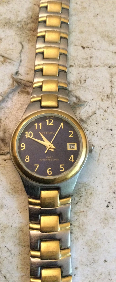Elgin water resistant 100ft quartz watch clearance