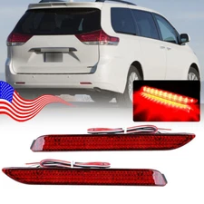 Pair Rear Bumper Reflector LED Brake Light For Toyota Sienna LE XLE 2011-2020