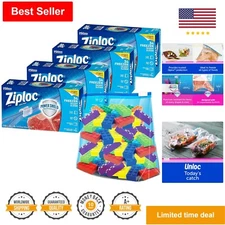 Heavy-Duty Reinforced Freezer Bags - Expandable Bottom - 34 Pack of 4