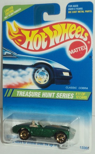 Hot Wheels 1995 TREASURE HUNT Classic Cobra 1 of 10,000 Made #11/12 MOC