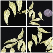 Gold Plated Guardian Angel Wing Jewelry Charms 2 hole Findings 27mm 10pcs