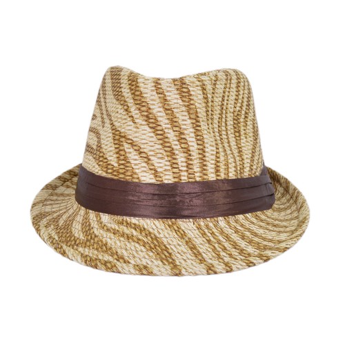 Animal Print Ribbon Band Fedora Straw Hat - Different Colors & Prints Avail - 第 10/18 張圖片