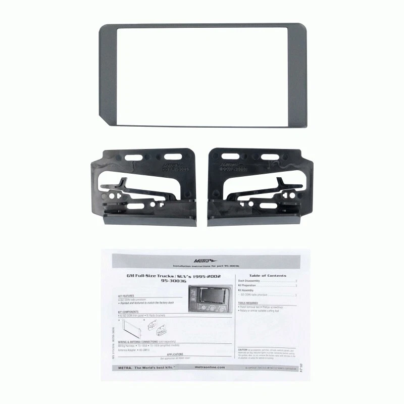 Double DIN Car Stereo Install Kit & Harness for 1995-2002 C/K Silverado/Sierra - Imagem 3 de 4