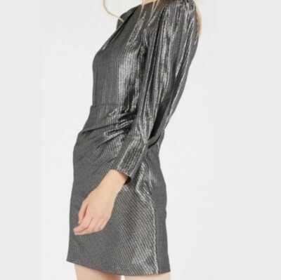 maje dress silver Short silver dress Black / Gray For Women