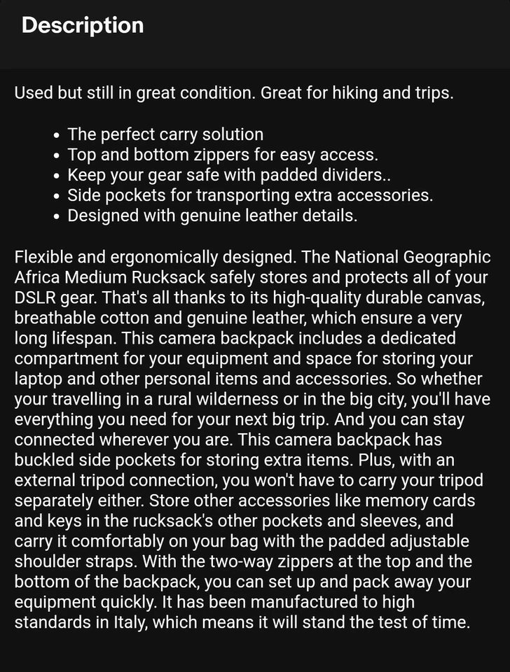 National Geographic Earth Explorers Backpack Traveling Photographers Camera Bag - Image 3 of 4