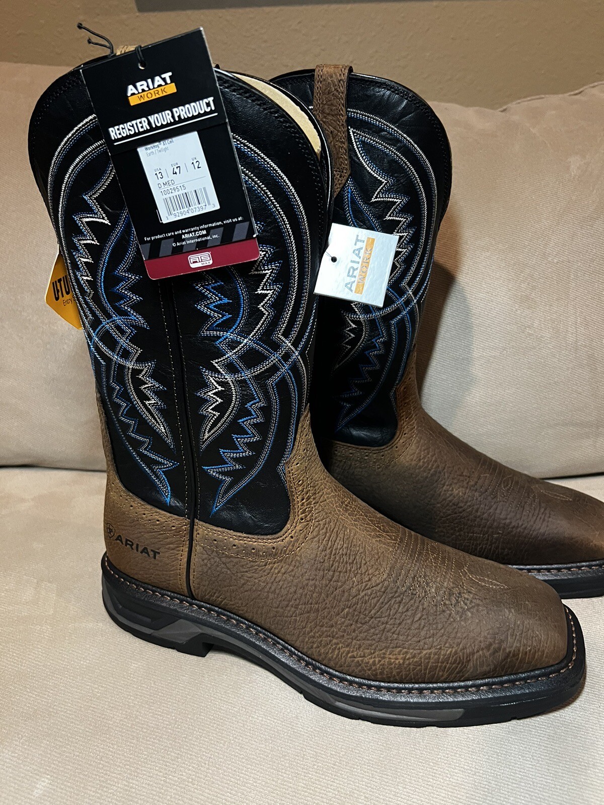 ARIAT Men’s Workhog XT Coil 12” Tall WideSquare Toe Leather Work Boots