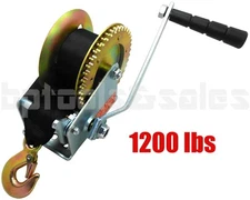 1200lb Hand Winch Hand Crank Strap Heavy Duty Winch ATV Jet Ski Trailer Boat BLK