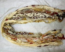 12 yards Unstitched Recycled PURE Silk Sari Ribbon Yarn tassels BEIGE Skeins