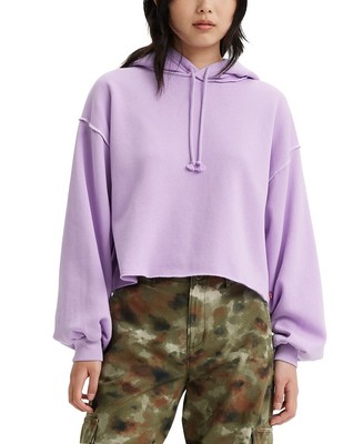 Levi's Palo Alto Blouson-Sleeve Cropped Hoodie Women's M Purple Rose Pullover