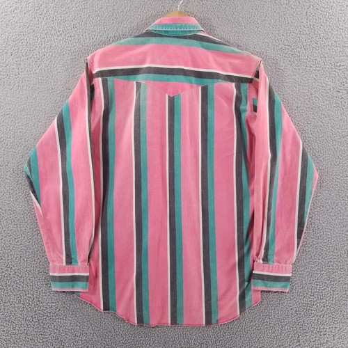 Vtg Wrangler Brushpopper Shirt Large 16 35 Western Rodeo Cowboy Teal Black - Picture 4 of 22