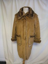 Ladies Coat Dennis Basso Size S, Brown Faux Suede, Faux Fur Lining, Studs 2274