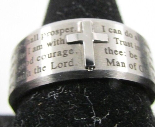 KINGDOM WEAR Band Ring Stainless Steel Mens SPIRIT & TRUTH Cross BIBLE VERSES - Picture 5 of 24