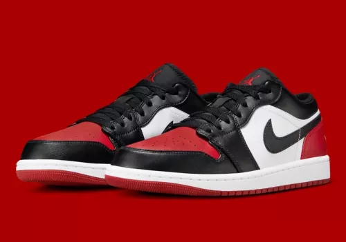 Men’s Size 10.5 Nike Air Jordan 1 Low ‘Bred Toe 2.0’ White Black Red 553558-161