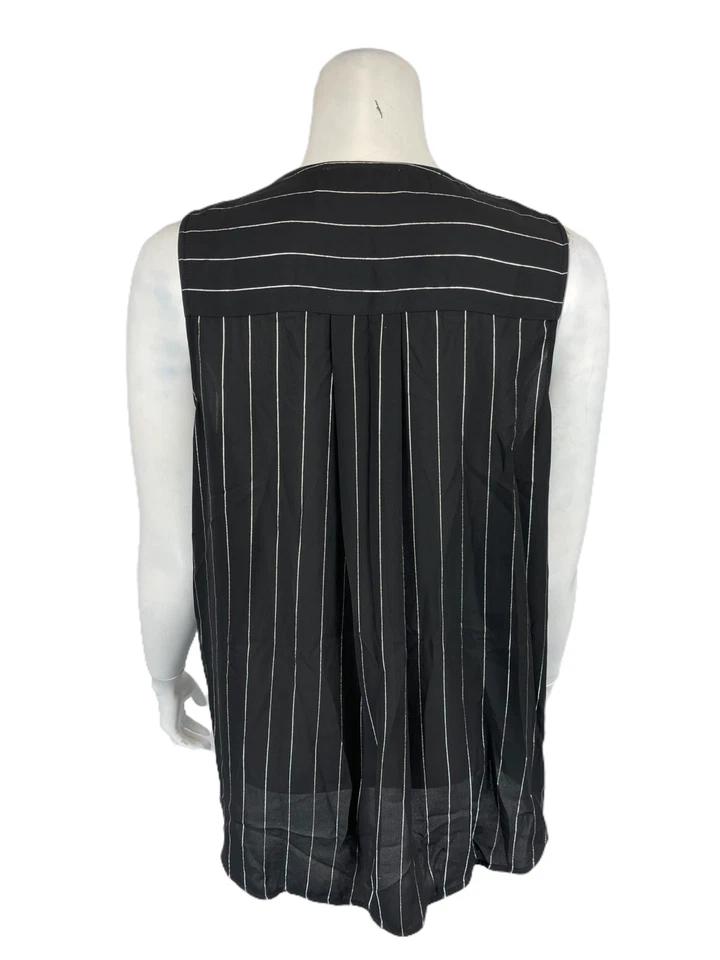 Blusa envolvente Laurie Felt para mujer sin mangas negra a rayas talla mediana Foto 2 de 2