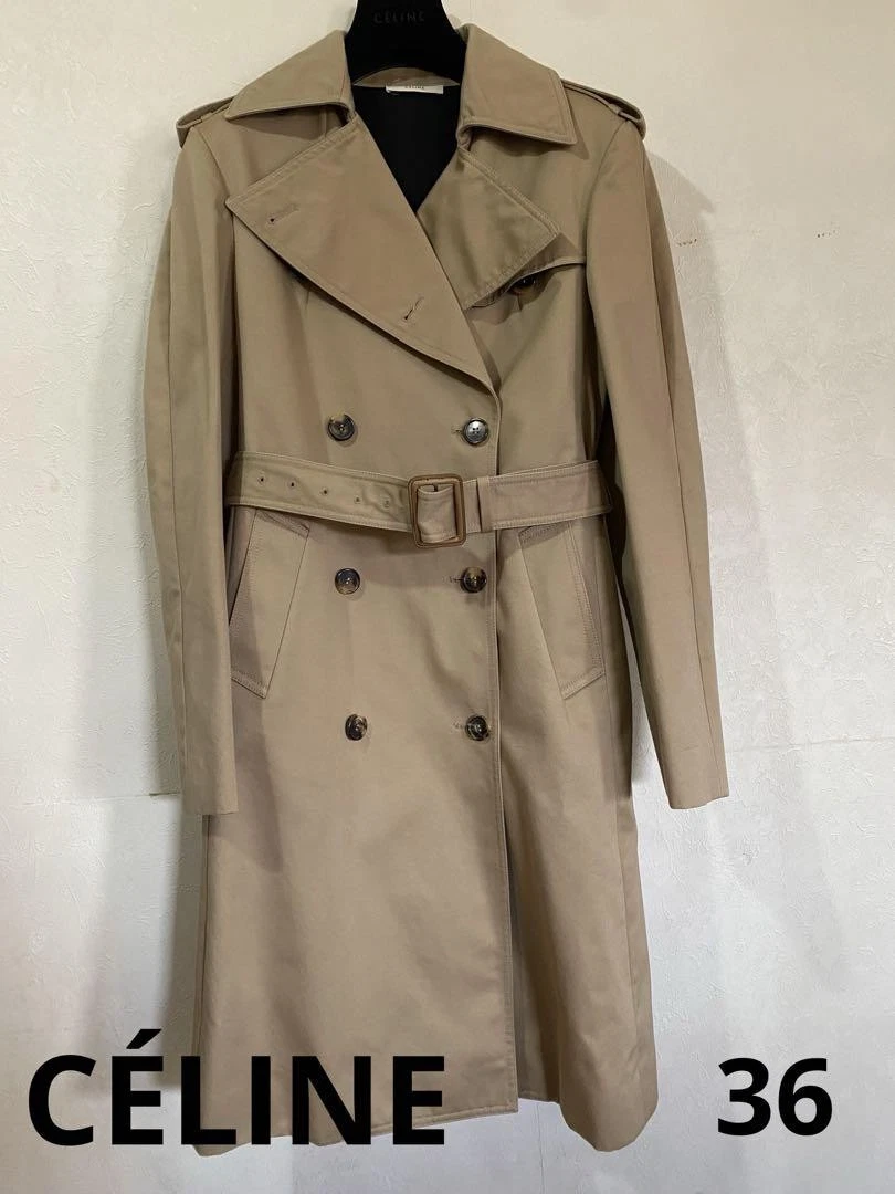 Trench cappotto CELINE Phoebe periodo cintura 36 beige