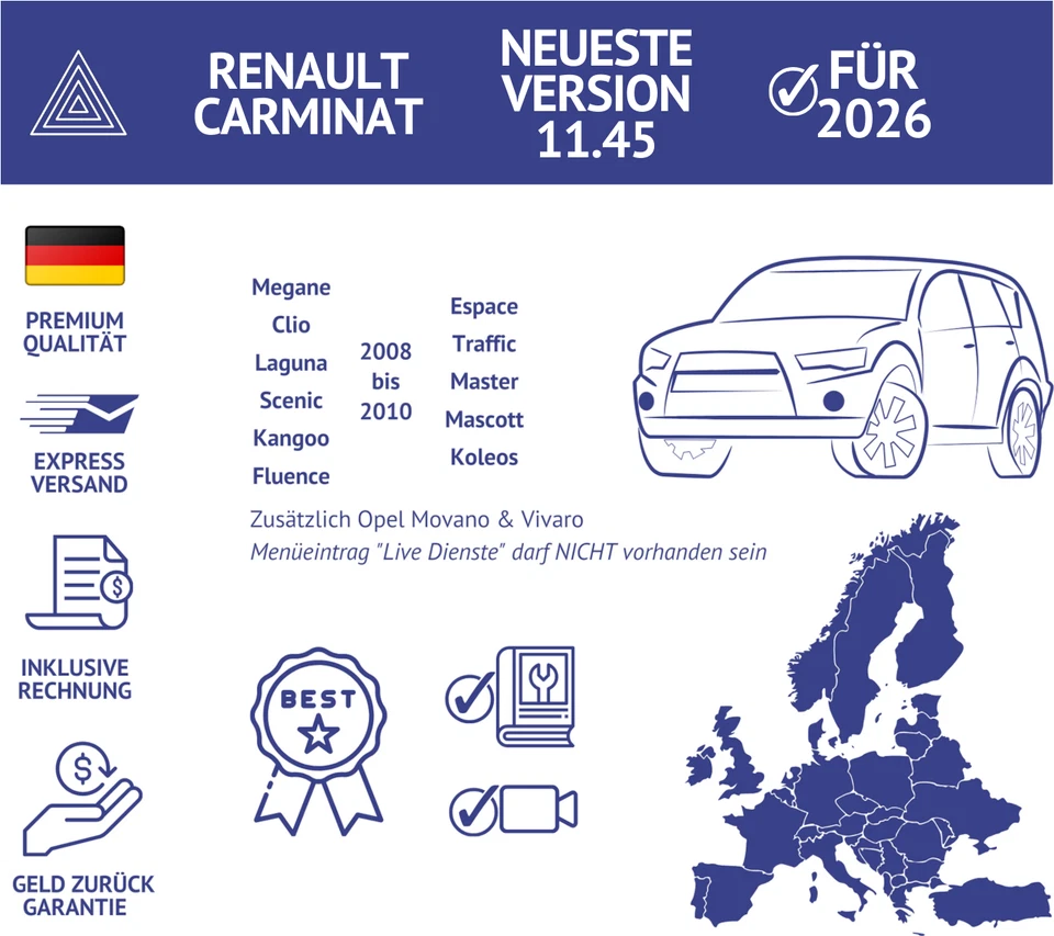 NEU FÜR 2026 RENAULT CARMINAT MAP 11.45 SD KARTE EUROPA LAGUNA MEGANE SCENIC - Bild 2 von 4