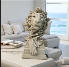Löwen Statue Büste Skulptur Deko Figur 31cm Modern Wohn Deko Löwe Kunstharz