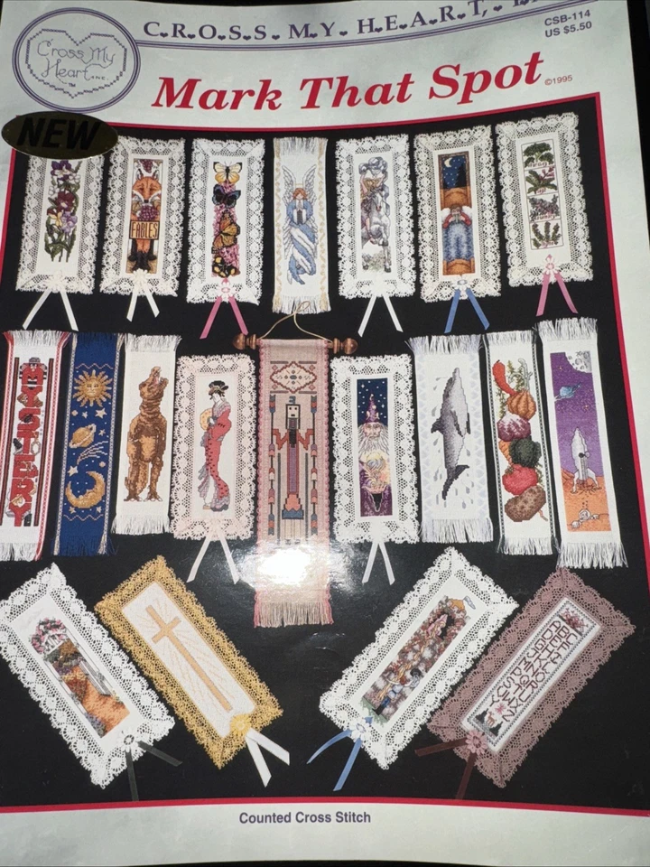 1995 Cross My Heart Mark That Spot Counted Cross Stitch Bookmark Pattern Leaflet - Image 2 of 4