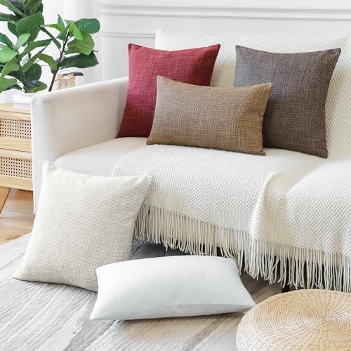 Pack of 2 Throw Pillow Covers 18x18 Inch Linen Coffee Brown Pillowcases - Bild 6 von 6
