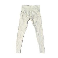 Set Active Ribbed Leggings Women Medium Cream Excellent High Waisted Activewear