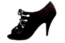 CHRISTIAN SIRIANO Women Size 7.5 High Heel Pump Black Ghillie Laced Suede Like