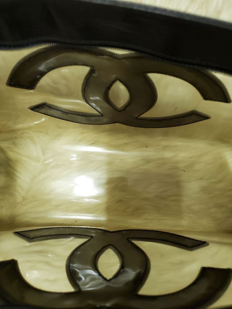 Auth CHANEL Bag Clear Clutch Women's Black Leather & Clear 30x20x9 cm thumbnail 8