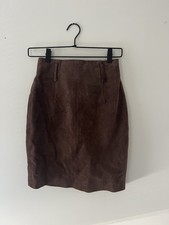 Express Compagnie Internationale Brown 100 Leather Suede Lined Skirt Vintage