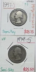 1937-S & 1939S Washington Silver Quarter F*+ & VF Semi-Key Tough Dates