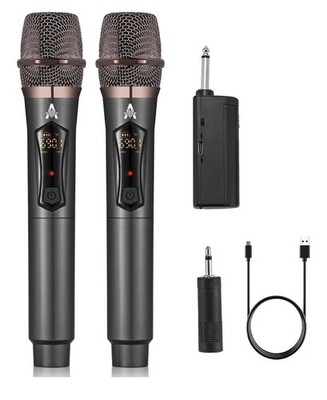 Alpowl Wireless Metal Dynamic Microphone System With Rechargeable Receiver